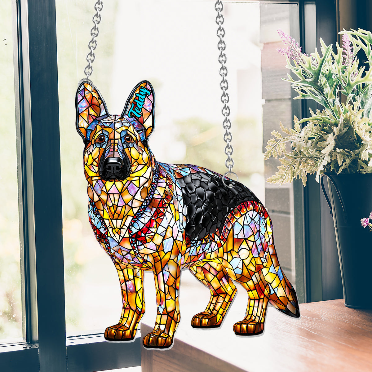 Ich liebe meinen Hund – Personalisierter Hunde-Fensterhänger-Sonnenfänger