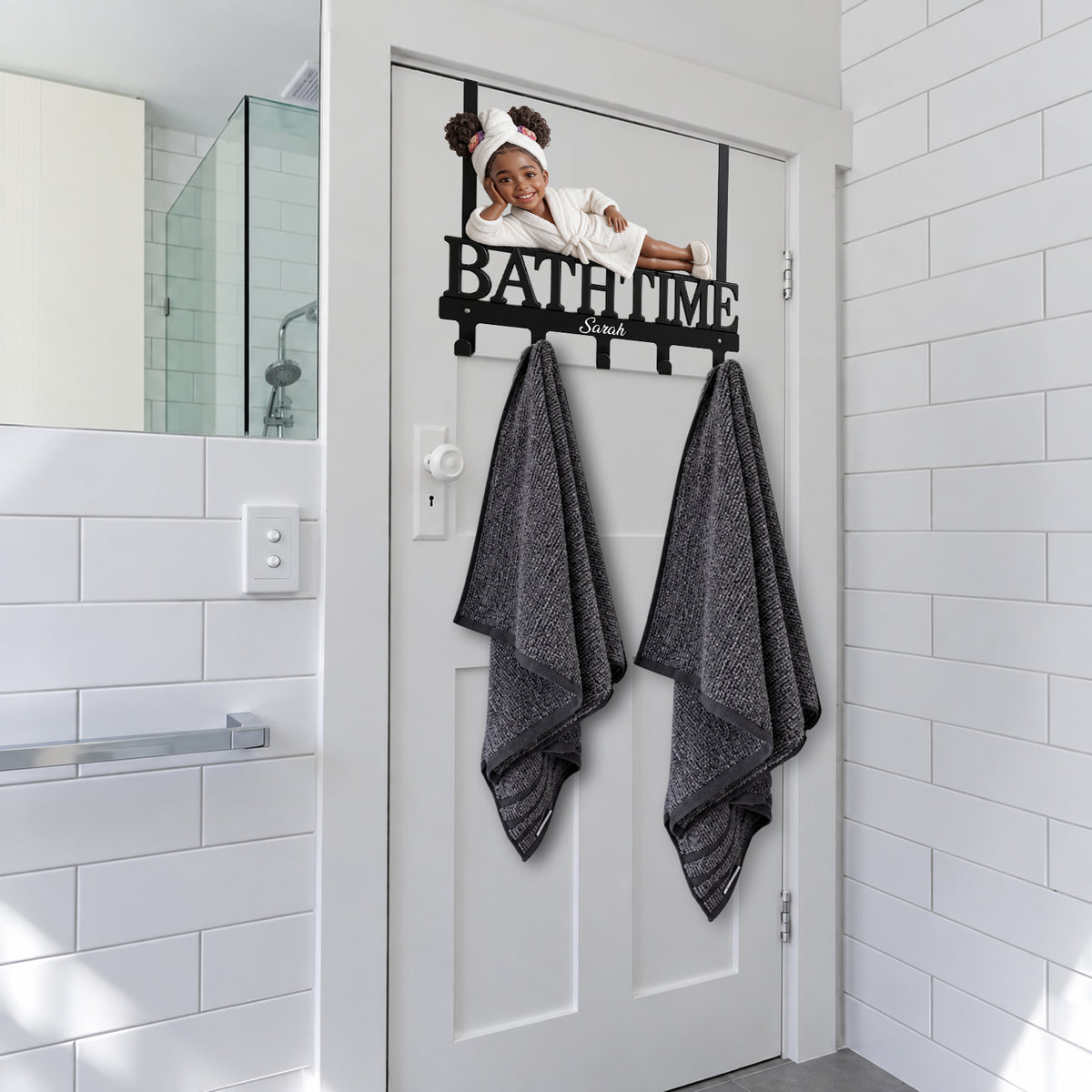 It's Bath Time - Personalized Kid Metal Door Hooks