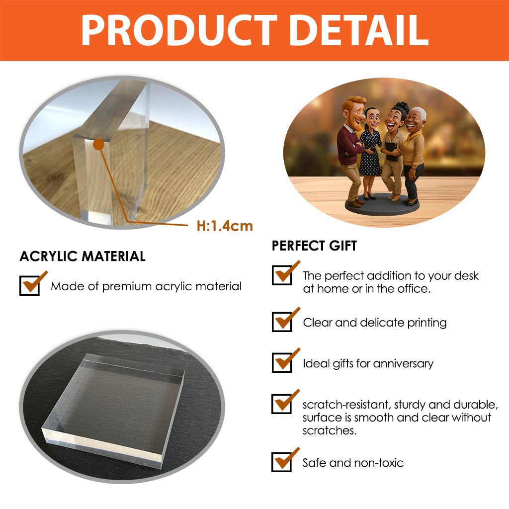 Funny Gift Caricature Style - Personalized Colleague Custom Shaped Acrylic Plaque