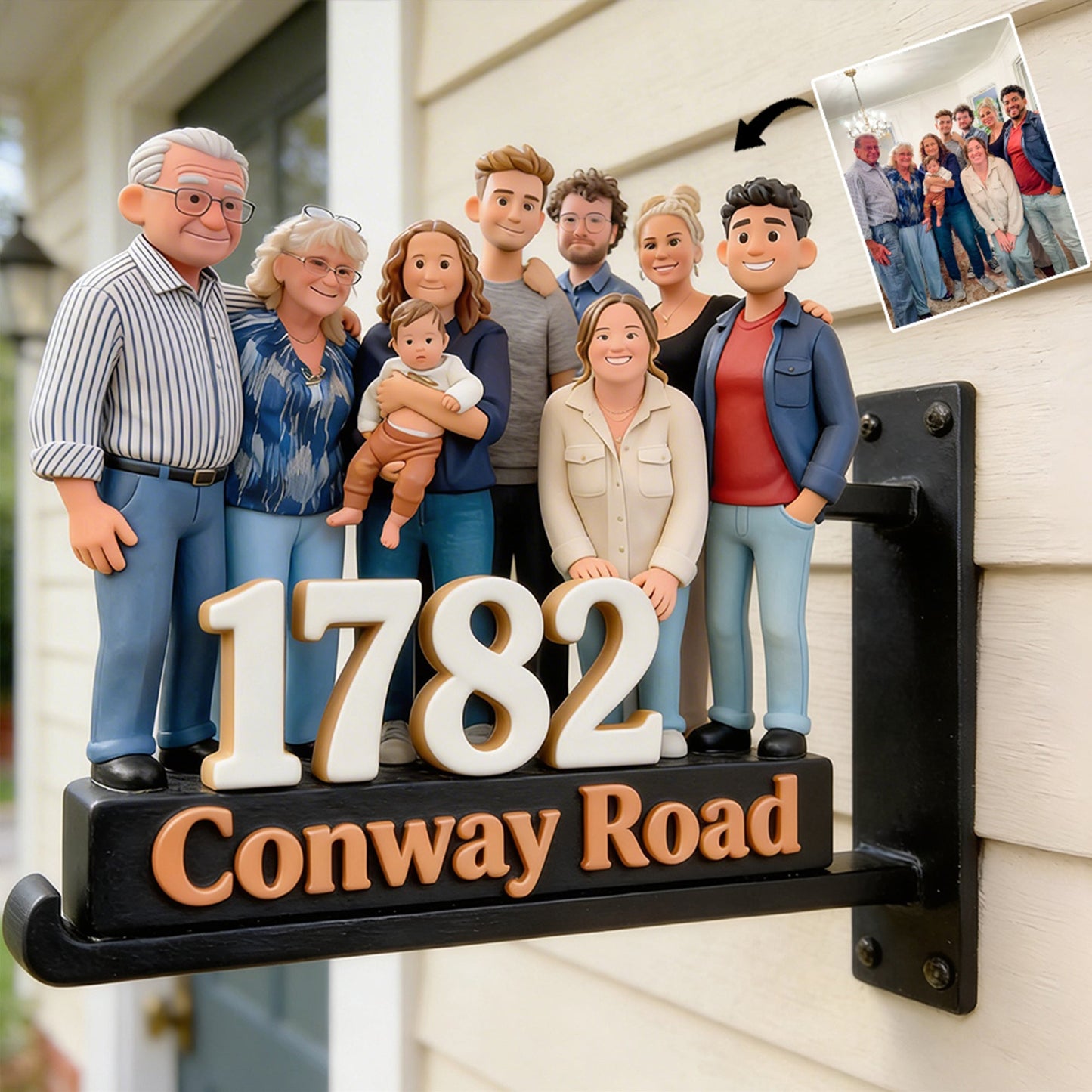 House Number Plate - Personalized Family Wooden Wall Mount Sign