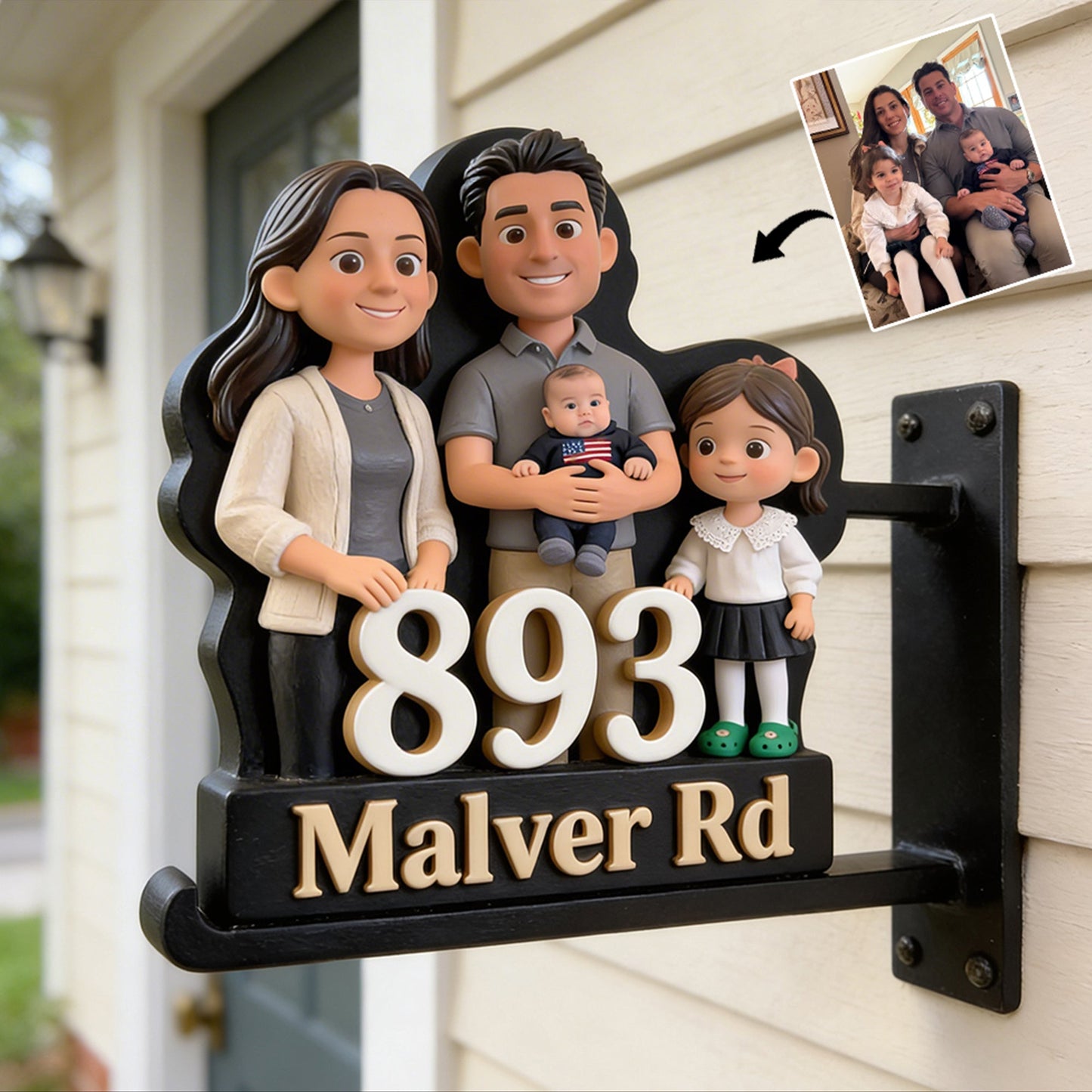 House Number Plate - Personalized Family Wooden Wall Mount Sign