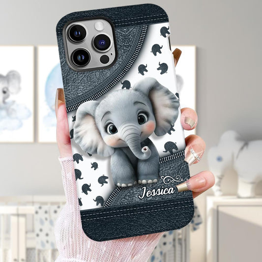 Adorable bébé éléphant - Coque de téléphone personnalisée avec imprimé éléphant intégral