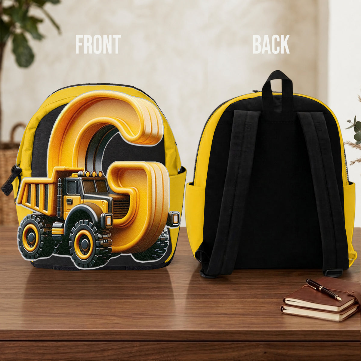 Custom Alphabet Backpack For Kids, Dinosaur, Construction, Mermaid, Unicorn - Personalized Kid Changeable Leather Patch Backpack