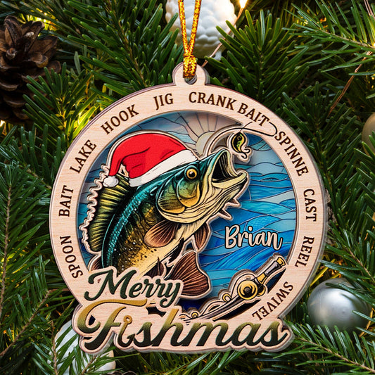 Merry Fishmas - Personalized Fishing Layers Mix Ornament