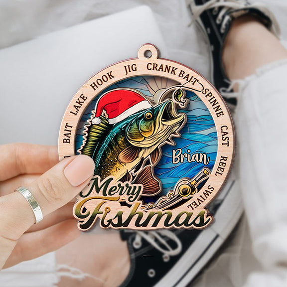 Merry Fishmas - Personalized Fishing Layers Mix Ornament