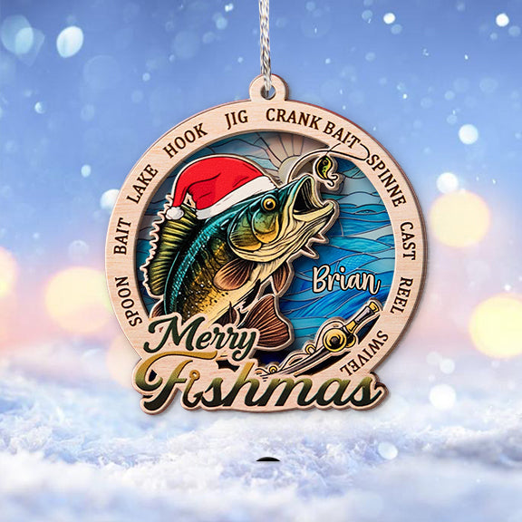 Merry Fishmas - Personalized Fishing Layers Mix Ornament