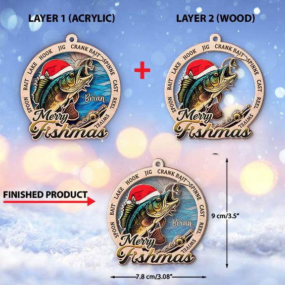 Merry Fishmas - Personalized Fishing Layers Mix Ornament