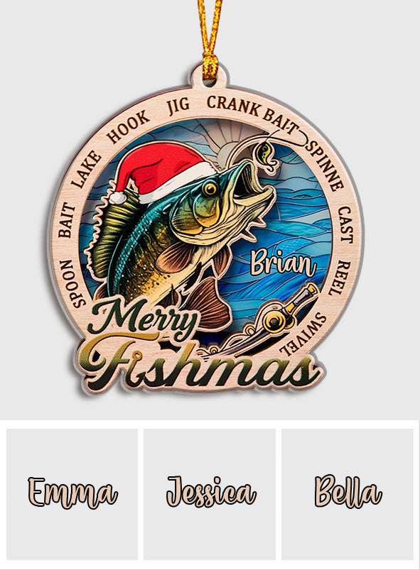 Merry Fishmas - Personalized Fishing Layers Mix Ornament