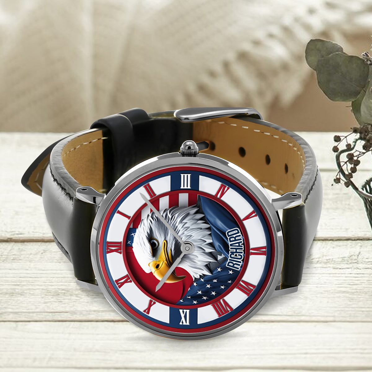 Home Of The Free – Personalisierte Weißkopfseeadler-Handuhr