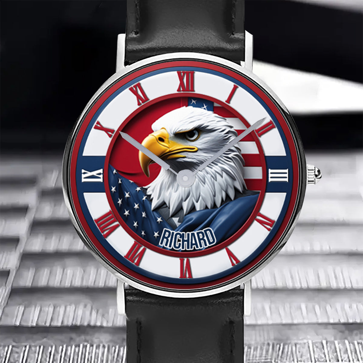 Home Of The Free – Personalisierte Weißkopfseeadler-Handuhr