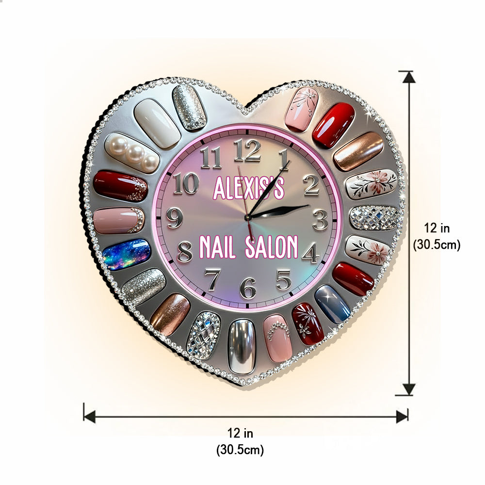 Nagelstudio-Dekoration – Personalisierte LED-Wanduhr für Nagelstudios