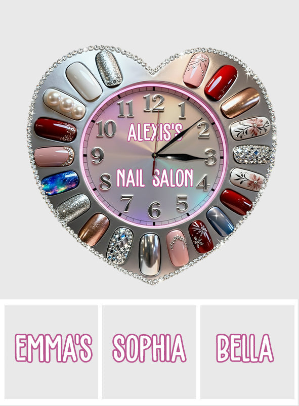 Nagelstudio-Dekoration – Personalisierte LED-Wanduhr für Nagelstudios