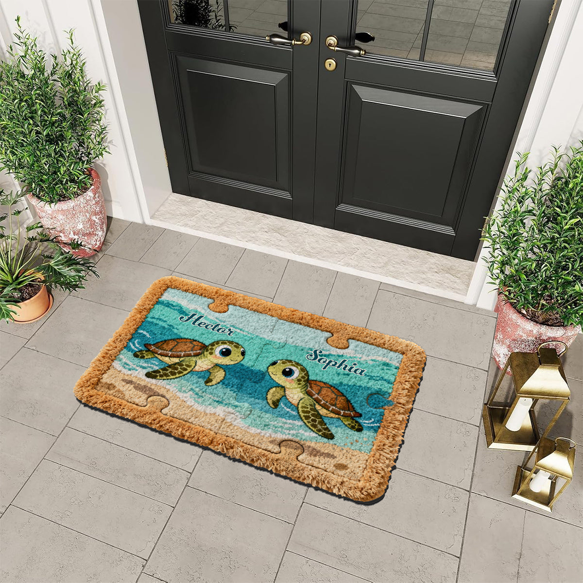 Perfect Gift For Couple - Personalized Turtle Non-Slip Tufted Rug