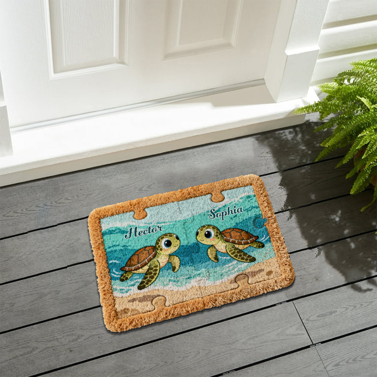 Perfect Gift For Couple - Personalized Turtle Non-Slip Tufted Rug