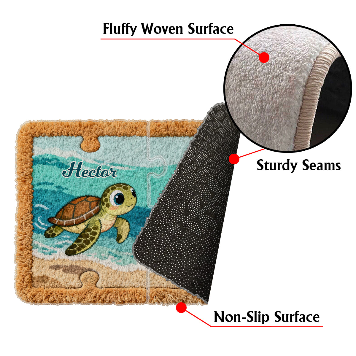 Perfect Gift For Couple - Personalized Turtle Non-Slip Tufted Rug