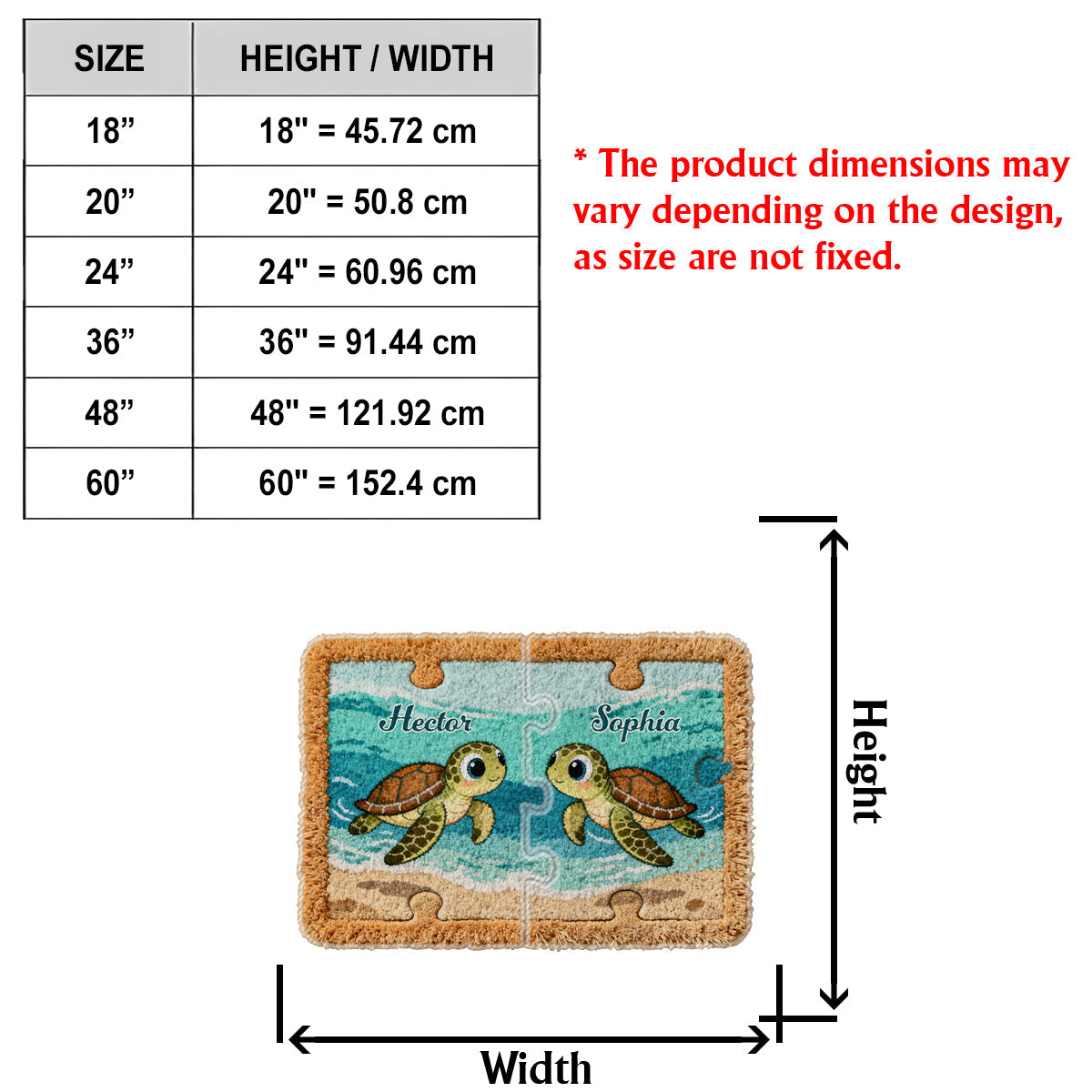 Perfect Gift For Couple - Personalized Turtle Non-Slip Tufted Rug