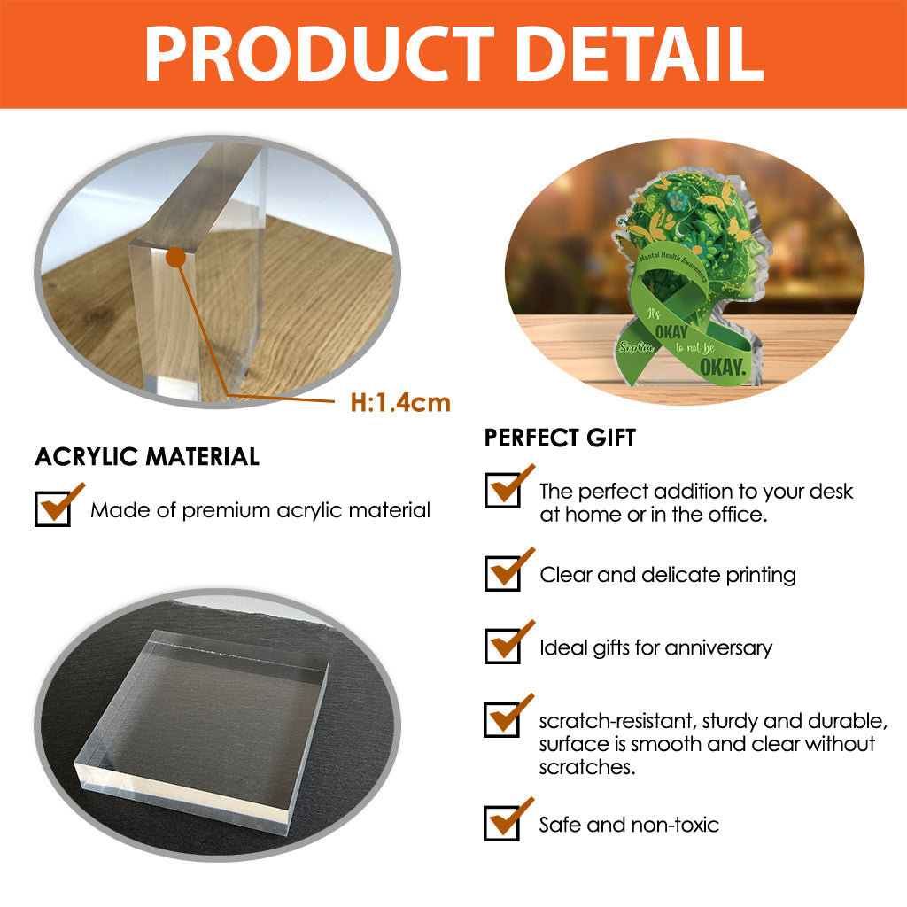 Invest In Your Mental Health - Personalized Mental Health Awareness Custom Shaped Acrylic Plaque