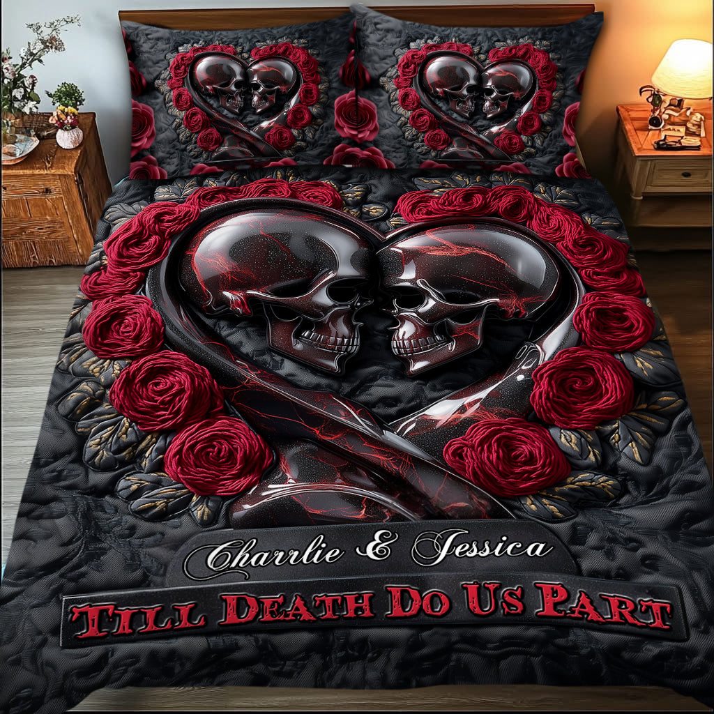 Till Death Do Us Part - Personalized Skull Quilt Set