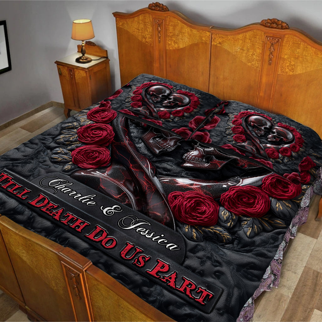 Till Death Do Us Part - Personalized Skull Quilt Set
