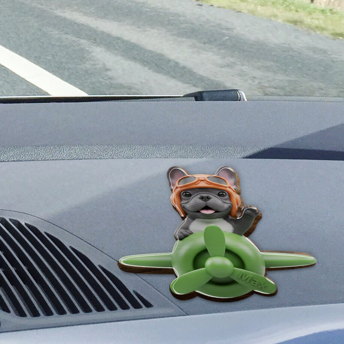 Any Photo Flying Airplane - Personalized Dog Shaped Car Visor Clip