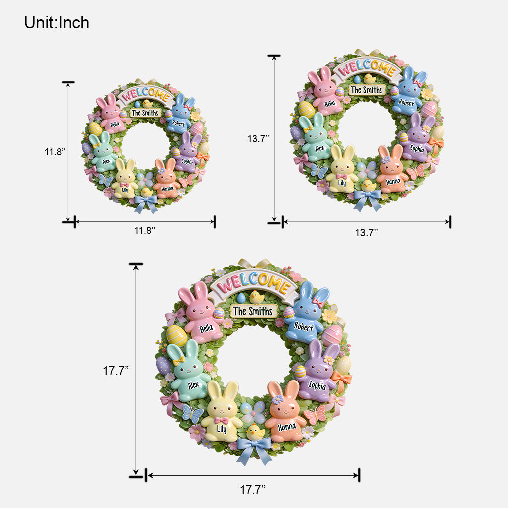 Famille de Pâques - Panneau en bois personnalisé en forme de famille
