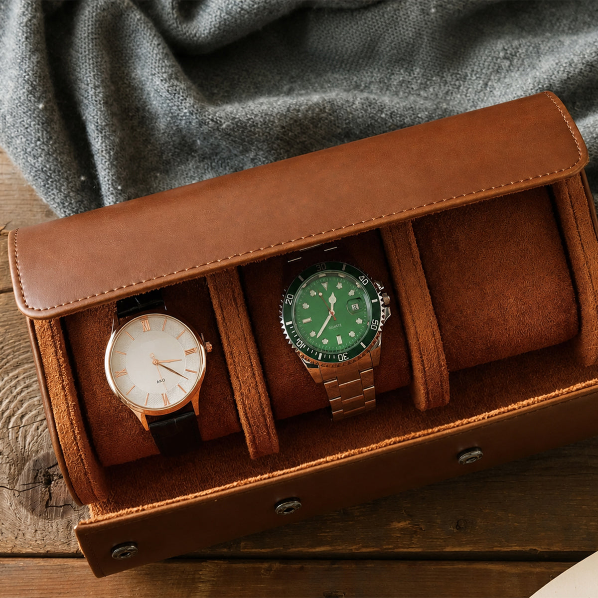 Wir lieben dich - Personalisierte Leder-Uhrenbox für Väter