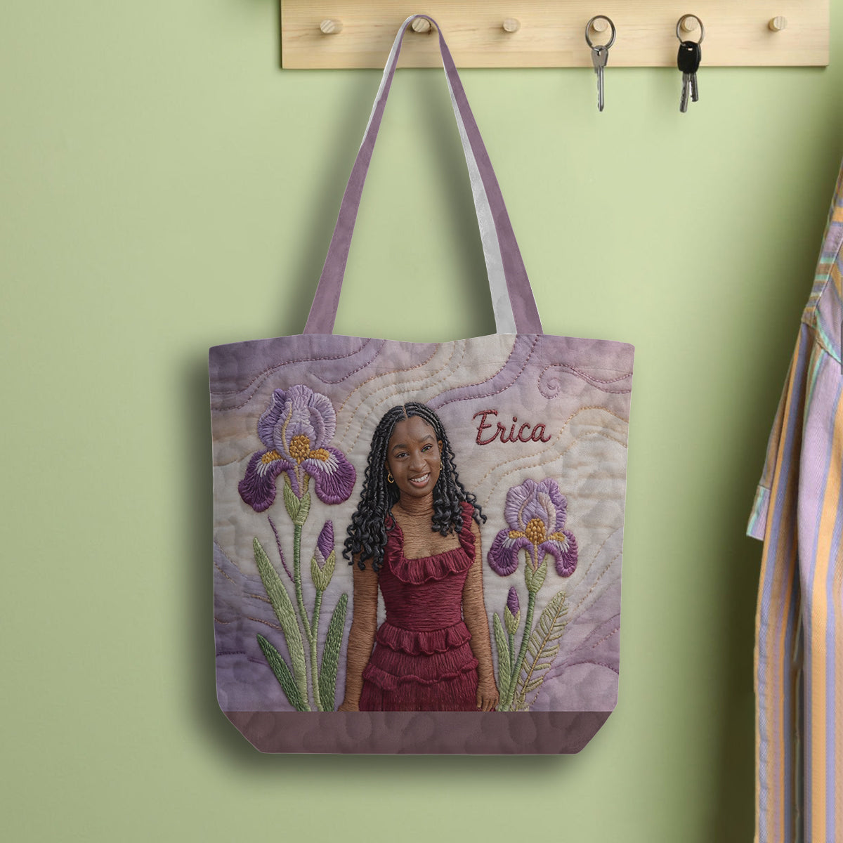 Sac fourre-tout matelassé personnalisé avec photo de naissance - Sac fourre-tout matelassé « Amour de soi »