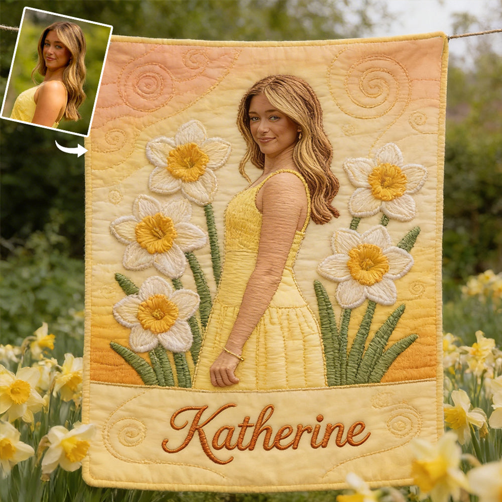 Custom Any Photo Birth Flower - Personalized Birth Month Flower Blanket