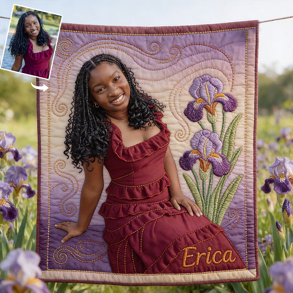 Custom Any Photo Birth Flower - Personalized Birth Month Flower Blanket