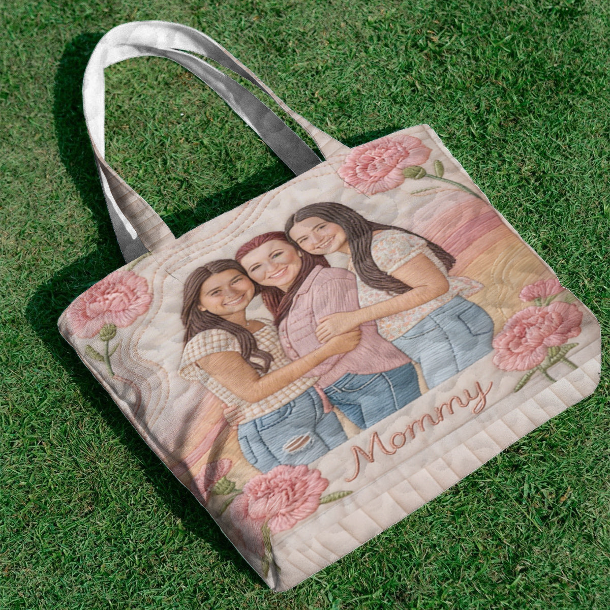Custom Any Photo Perfect Gift For Mom, Grandma - Personalized Mother Quilted Tote Bag