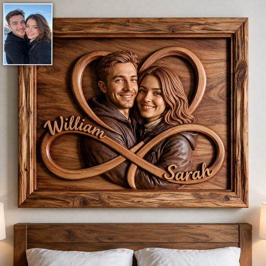 Love You Infinite - Personalized Couple Custom Shaped Wood Sign