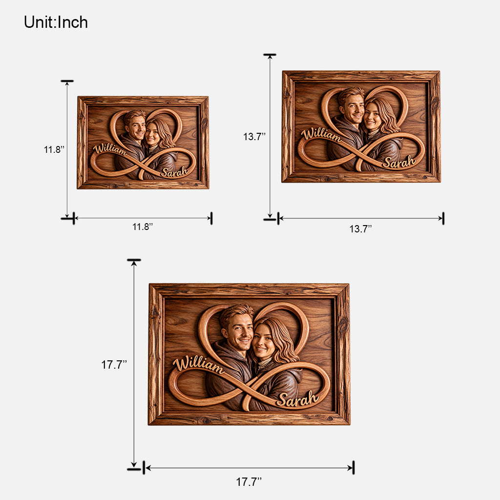 Love You Infinite - Personalized Couple Custom Shaped Wood Sign