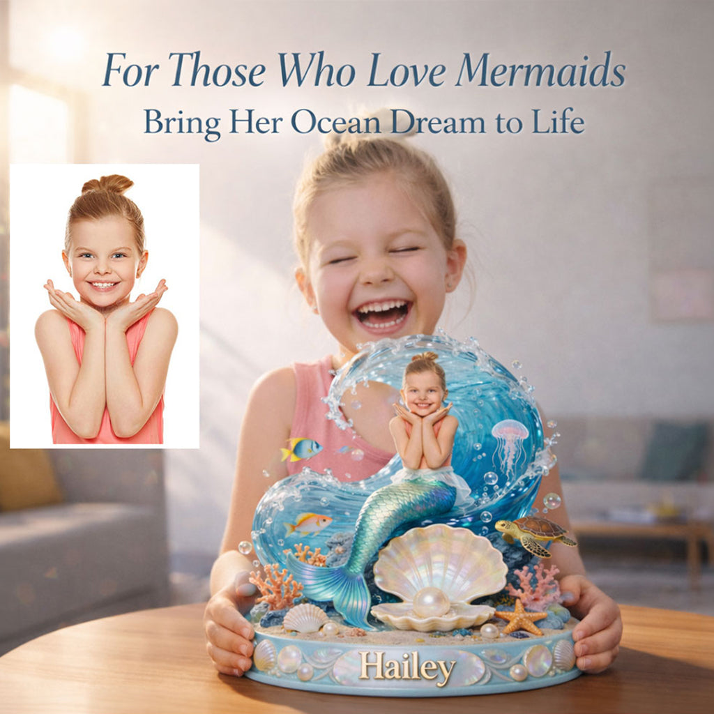 Meerjungfrauenprinzessin – Personalisierte Acrylplakette in Meerjungfrauenform