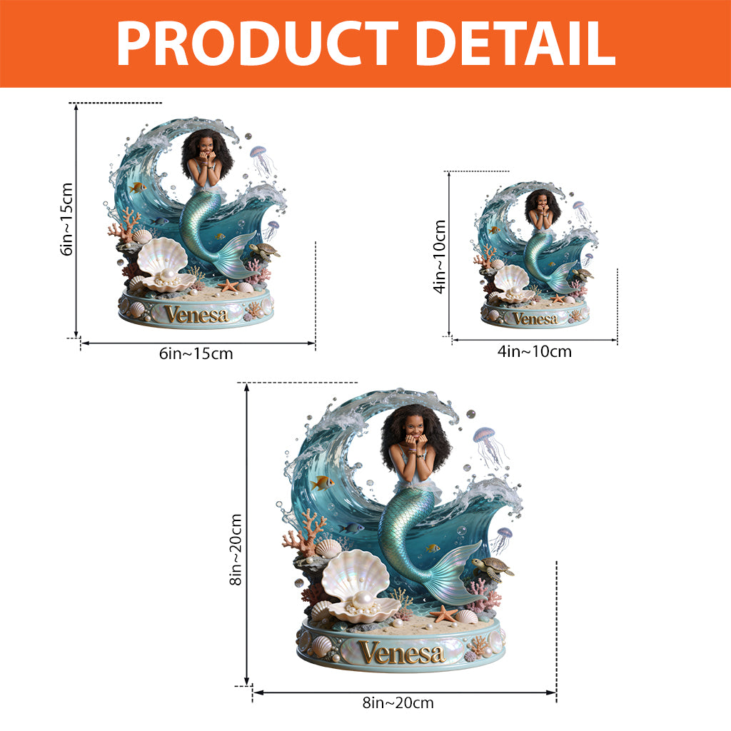 Meerjungfrauenprinzessin – Personalisierte Acrylplakette in Meerjungfrauenform