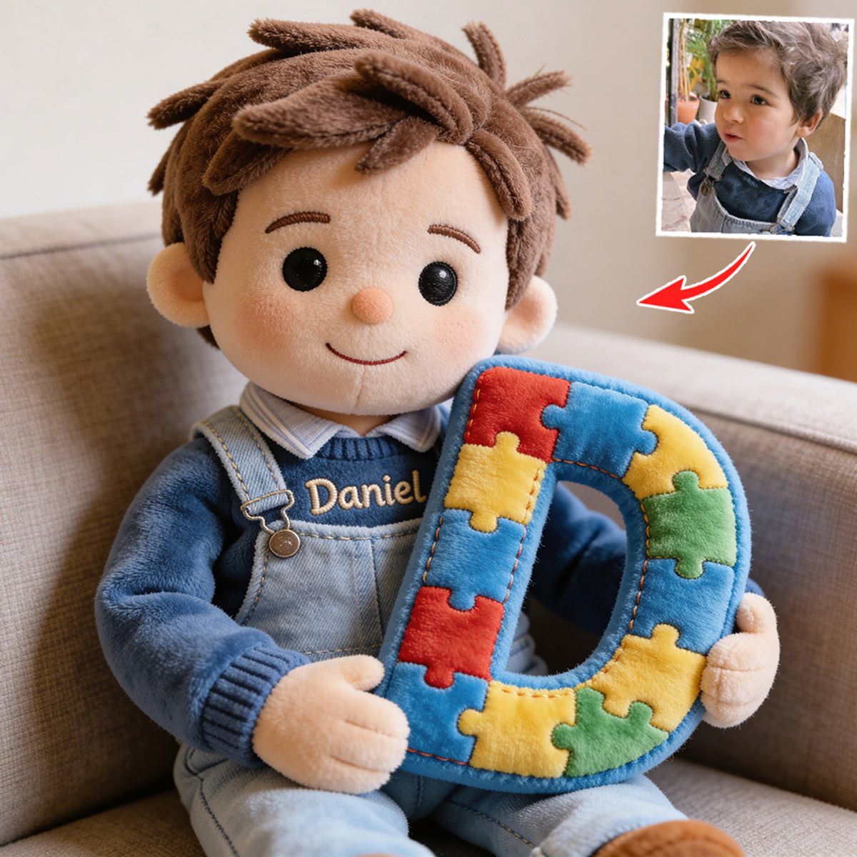 Custom Any Photo - Everyone Communicates Differently - Personalized Autism Awareness Premium Faux Fur Pillow