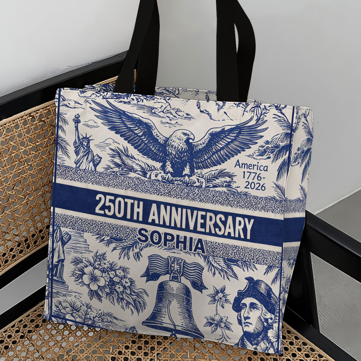 250th Anniversary - Personalized Independence Day/ 4th of July All-Over Print Canvas Tote Bag