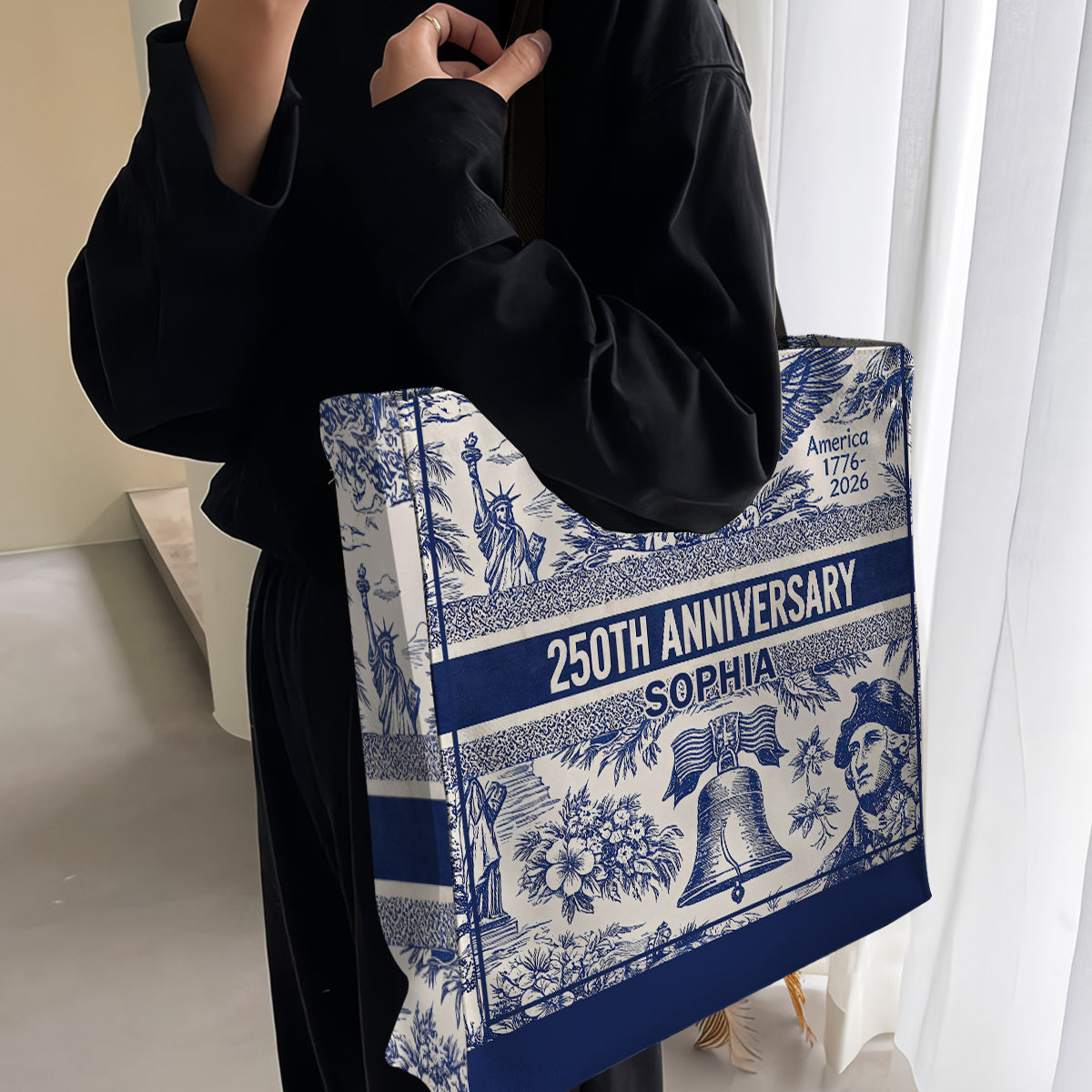 250th Anniversary - Personalized Independence Day/ 4th of July All-Over Print Canvas Tote Bag