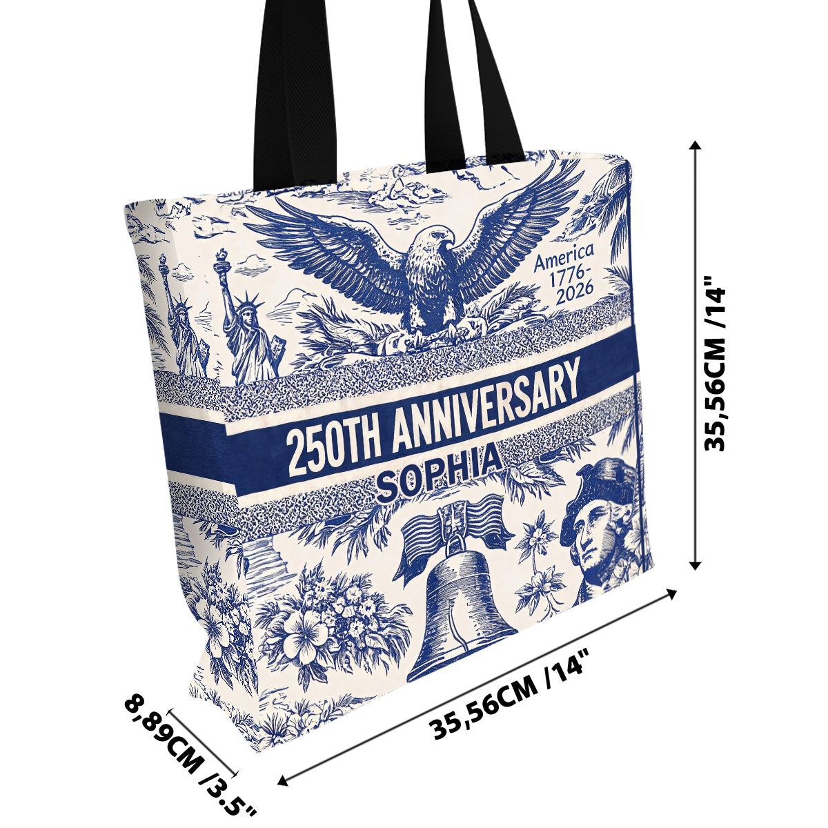 250th Anniversary - Personalized Independence Day/ 4th of July All-Over Print Canvas Tote Bag