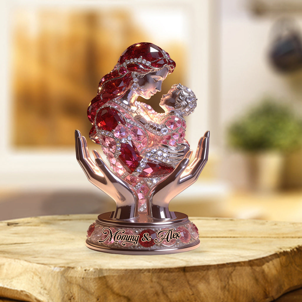 Mom And Kid - Personalized Mother Custom Shaped Acrylic Plaque