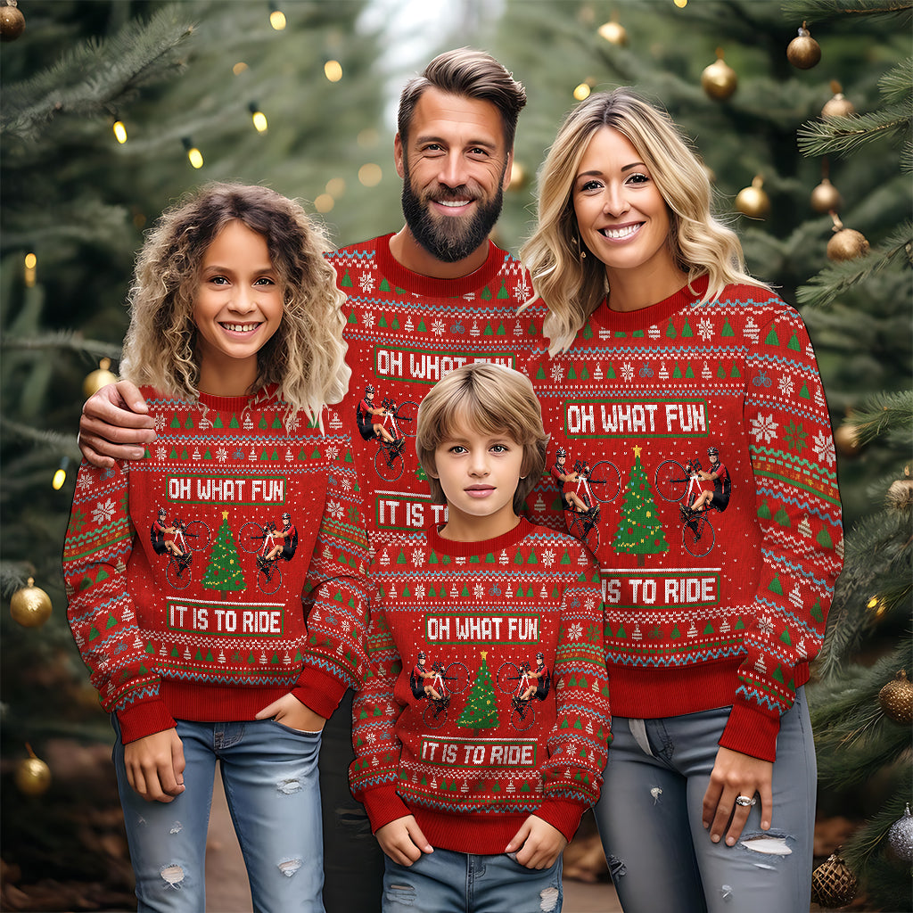 Oh What Fun It Is To Ride Jumpe - Personalized Cycling Ugly Sweater