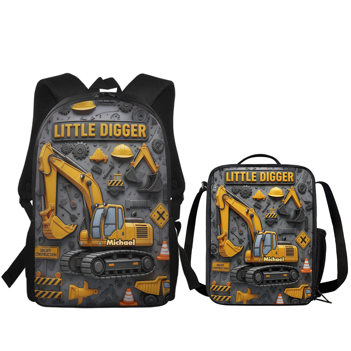 Littie Digger - Personalized Kid Backpack Lunch Bag Pencil Case Set