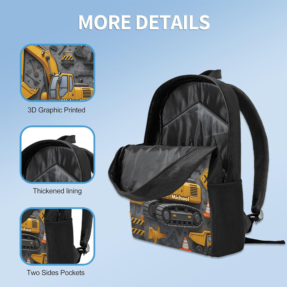 Littie Digger - Personalized Kid Backpack Lunch Bag Pencil Case Set