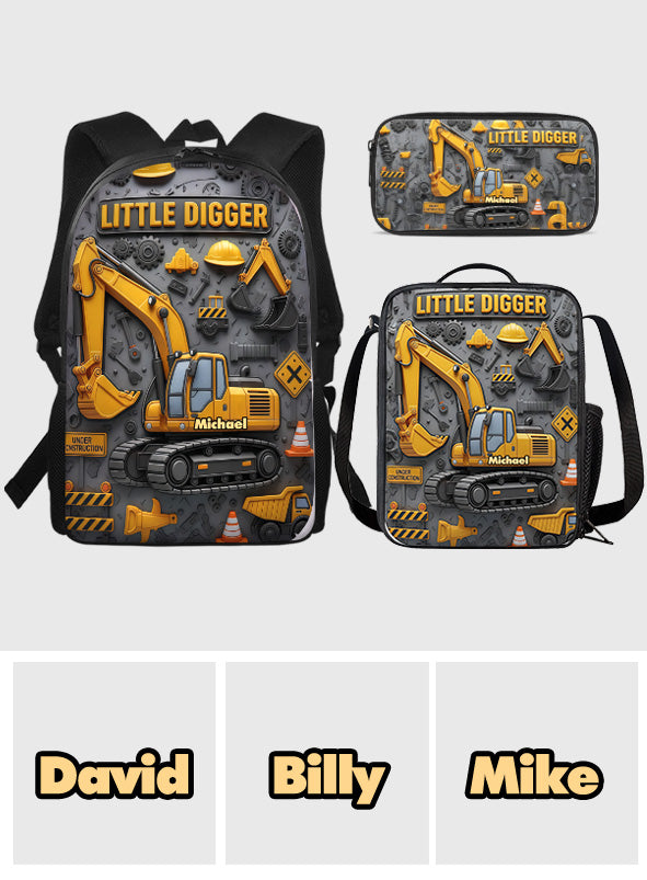 Littie Digger - Personalized Kid Backpack Lunch Bag Pencil Case Set