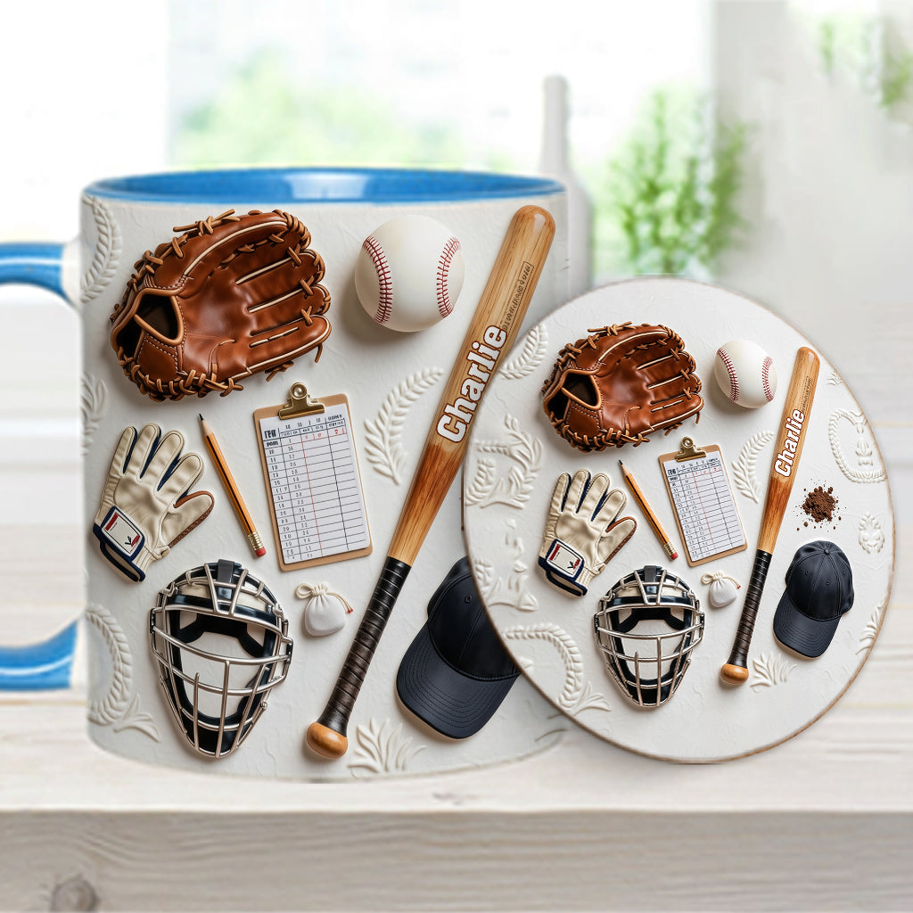 Aimez-vous le baseball ? Mug et sous-verre personnalisés sur le thème du baseball