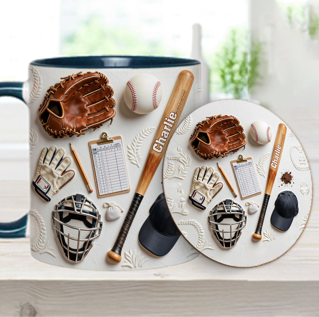 Aimez-vous le baseball ? Mug et sous-verre personnalisés sur le thème du baseball