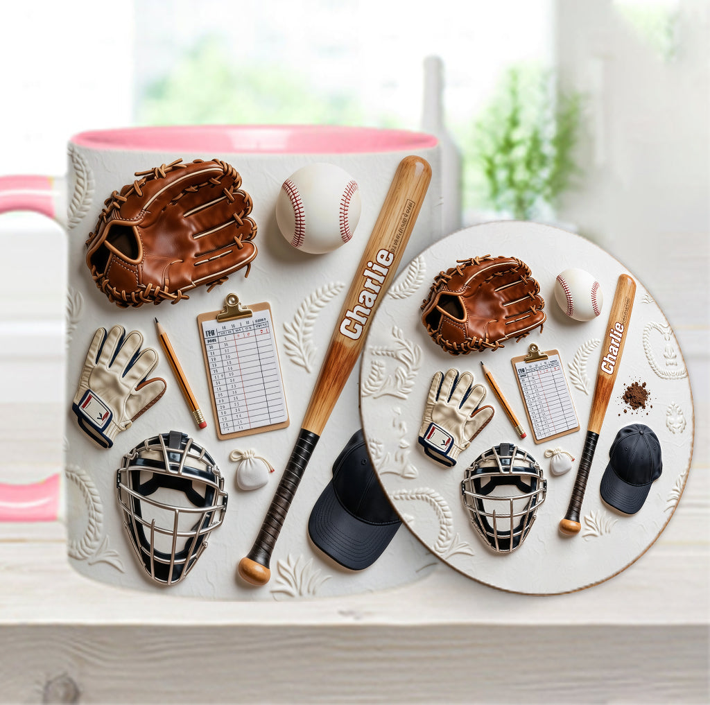 Aimez-vous le baseball ? Mug et sous-verre personnalisés sur le thème du baseball