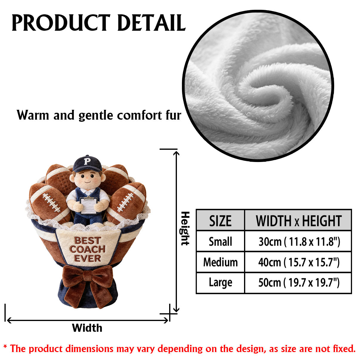 Plüschstrauß „Liebe American Football“ – personalisiertes Premium-Kunstfellkissen im Football-Stil