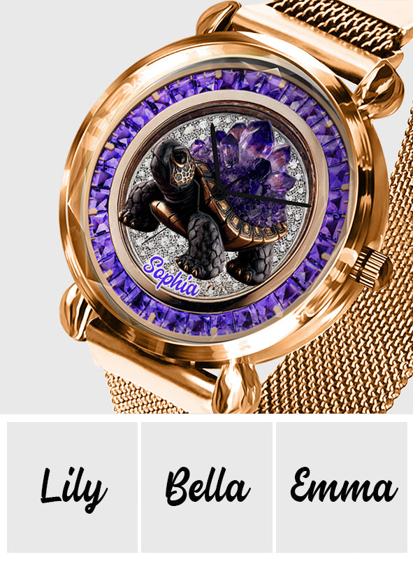 Amethyst/ Rose Quartz/ Ruby/... Style Turtle - Personalized Turtle Women Hand Watch