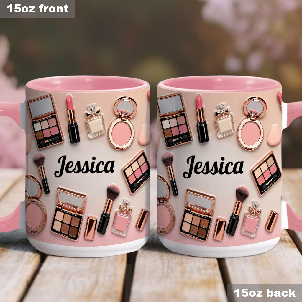 Visagistin – Personalisierte Tasse und Untersetzer mit Make-up-Akzenten