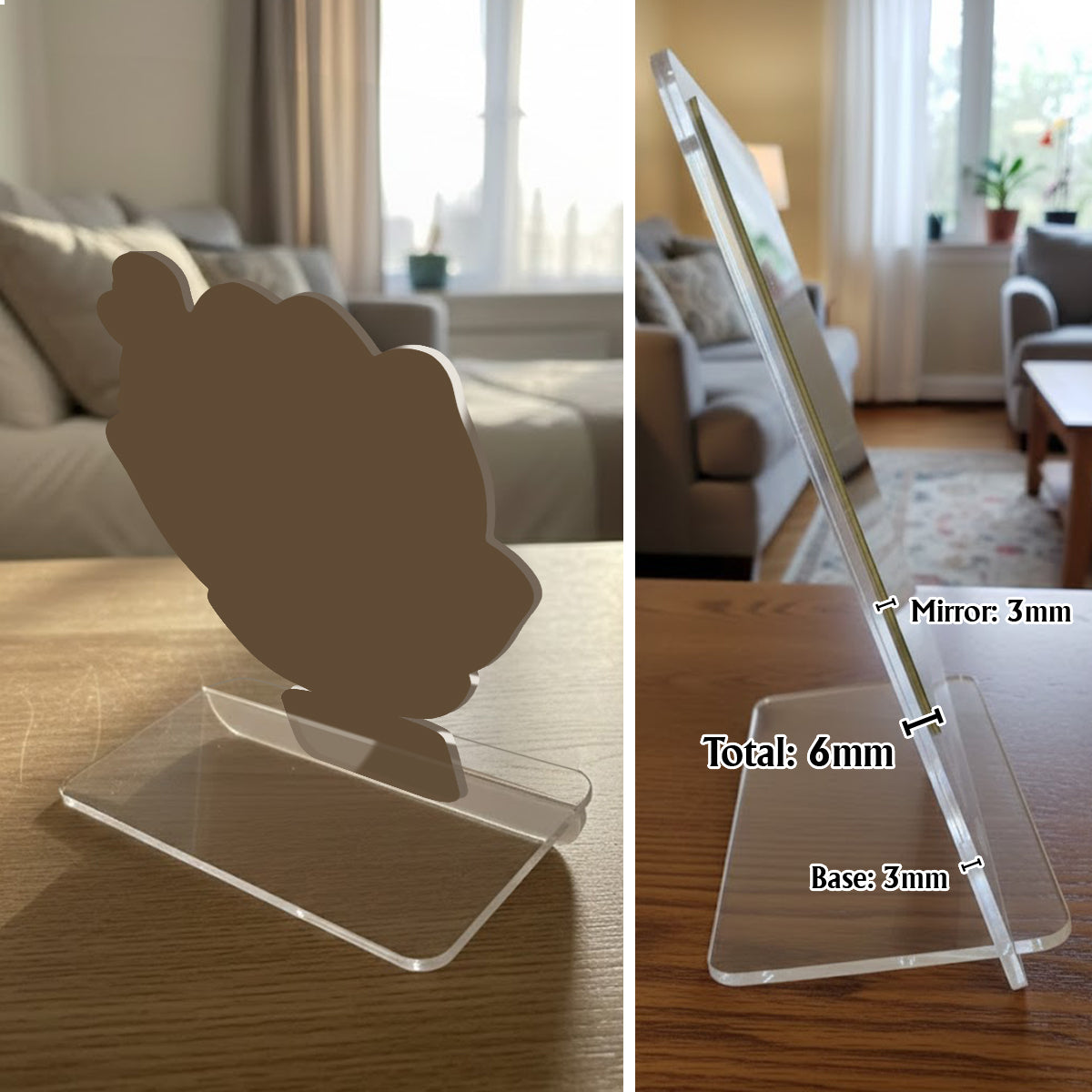 Miroir de bureau personnalisé avec photo et fleur - Miroir de bureau « Amour-propre »